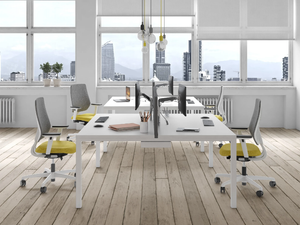 ASTERISCO APP - Multiple wooden office desk with sound absorbing screens _ ESTEL GROUP